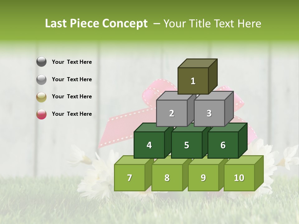 A Present Box With A Pink Ribbon And Daisies On The Grass PowerPoint Template