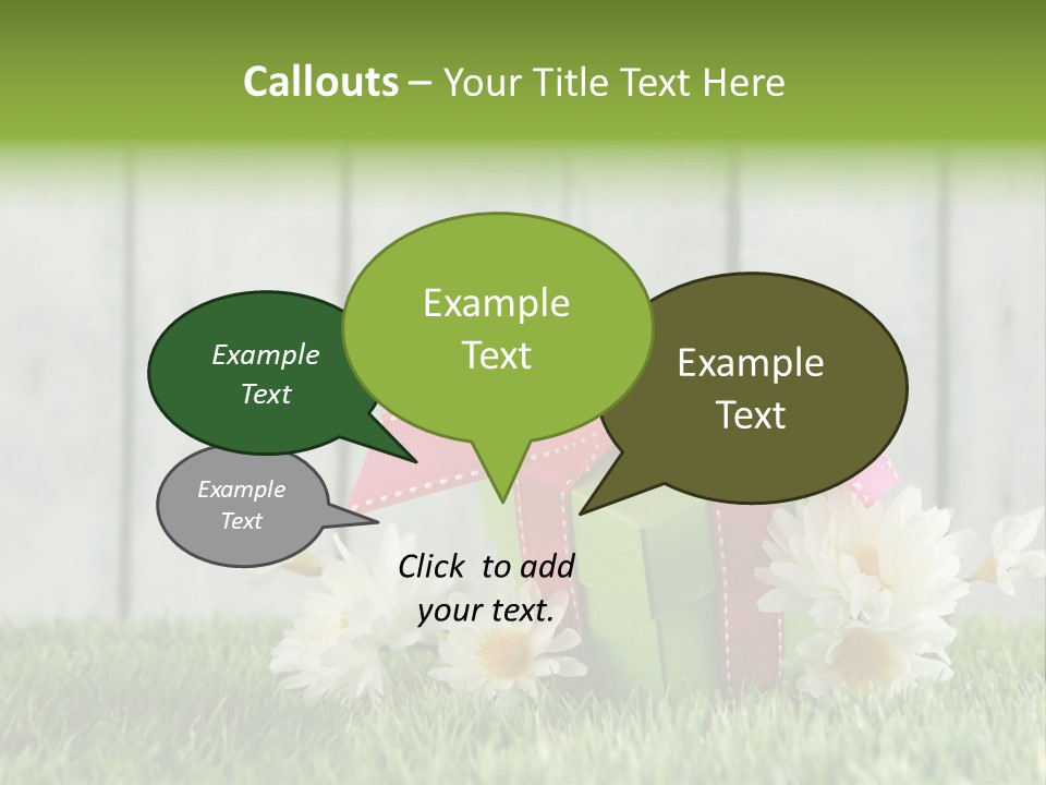 A Present Box With A Pink Ribbon And Daisies On The Grass PowerPoint Template