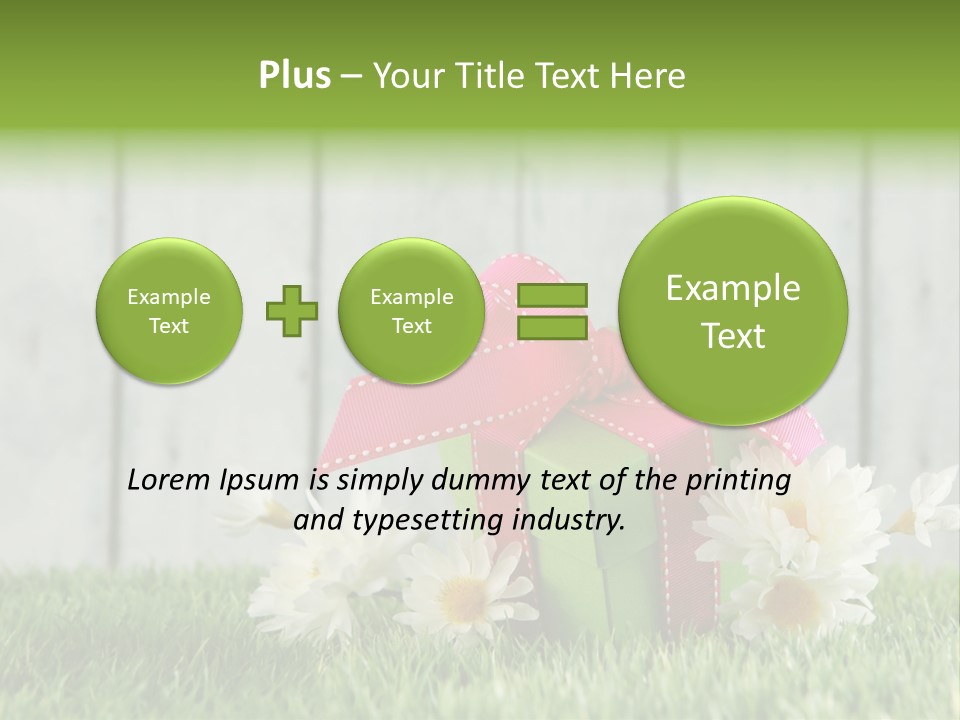 A Present Box With A Pink Ribbon And Daisies On The Grass PowerPoint Template