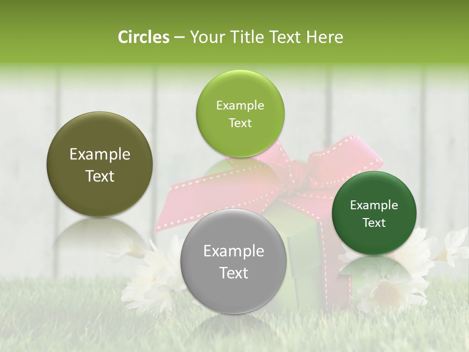 A Present Box With A Pink Ribbon And Daisies On The Grass PowerPoint Template