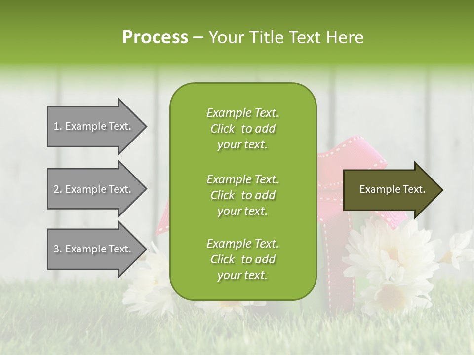 A Present Box With A Pink Ribbon And Daisies On The Grass PowerPoint Template