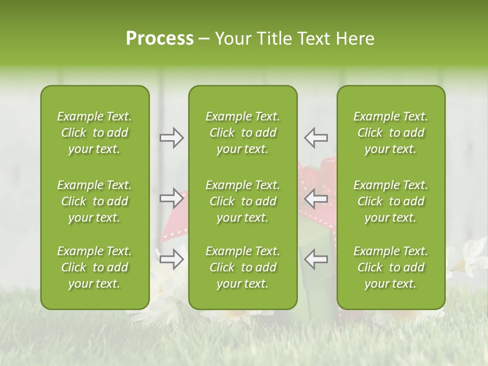 A Present Box With A Pink Ribbon And Daisies On The Grass PowerPoint Template