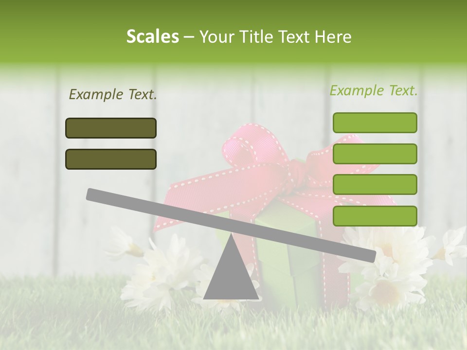 A Present Box With A Pink Ribbon And Daisies On The Grass PowerPoint Template