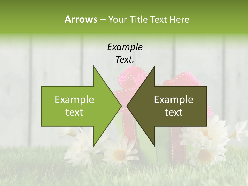 A Present Box With A Pink Ribbon And Daisies On The Grass PowerPoint Template