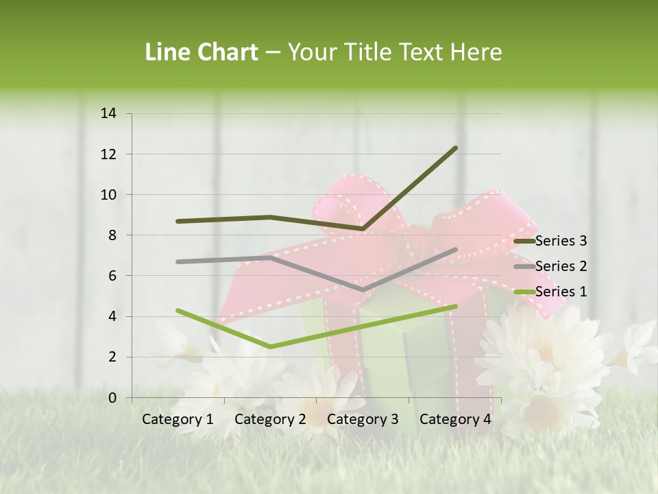 A Present Box With A Pink Ribbon And Daisies On The Grass PowerPoint Template