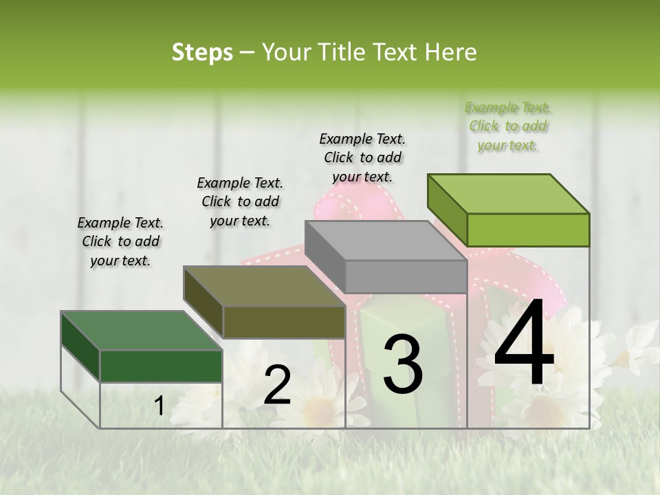 A Present Box With A Pink Ribbon And Daisies On The Grass PowerPoint Template