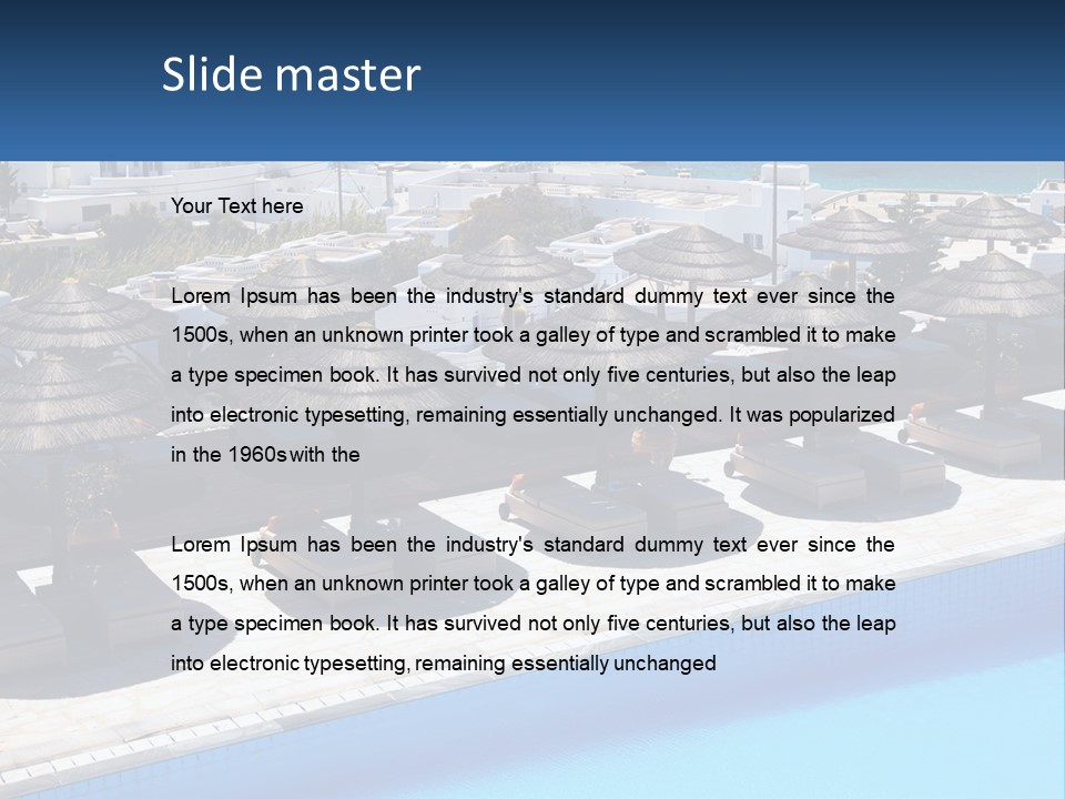 A Group Of Umbrellas Sitting Next To A Swimming Pool PowerPoint Template