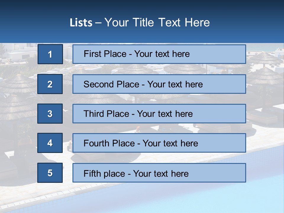 A Group Of Umbrellas Sitting Next To A Swimming Pool PowerPoint Template