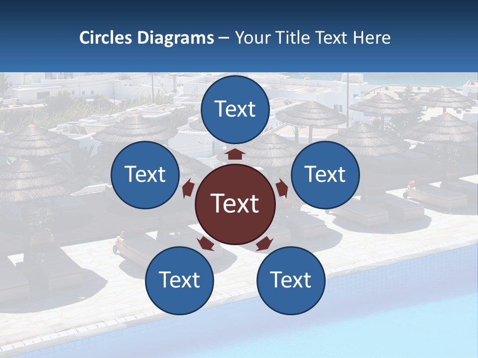 A Group Of Umbrellas Sitting Next To A Swimming Pool PowerPoint Template