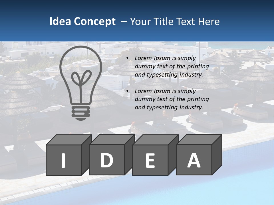 A Group Of Umbrellas Sitting Next To A Swimming Pool PowerPoint Template