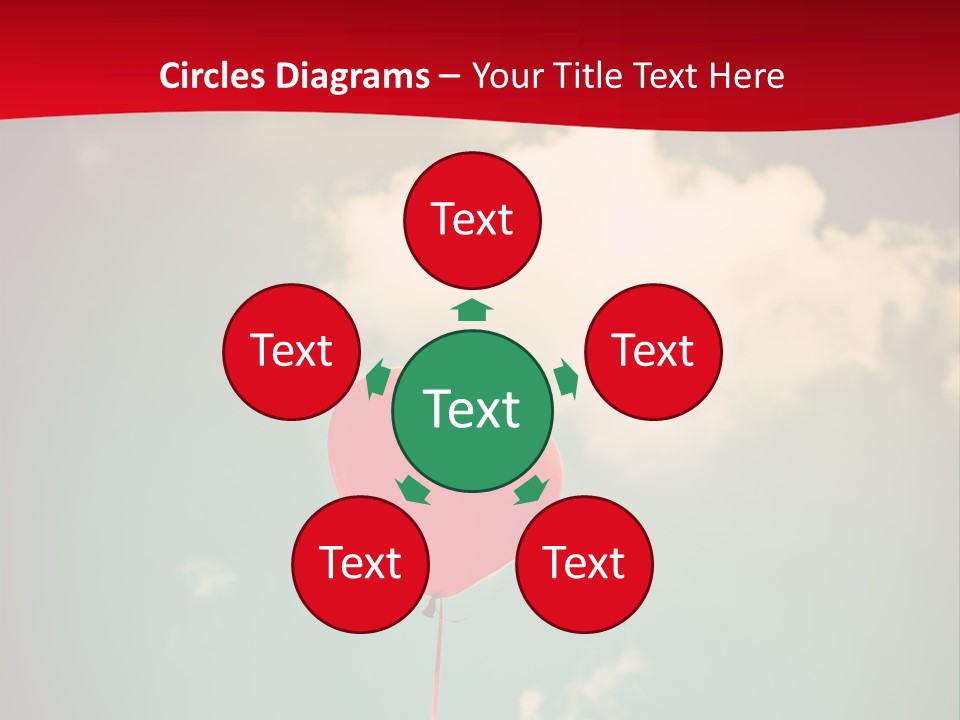 A Red Heart Shaped Balloon Floating In The Air PowerPoint Template