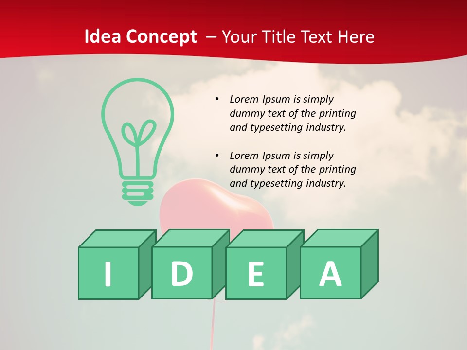 A Red Heart Shaped Balloon Floating In The Air PowerPoint Template