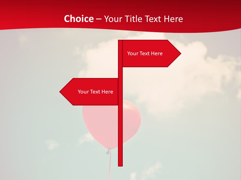 A Red Heart Shaped Balloon Floating In The Air PowerPoint Template