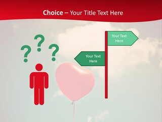 A Red Heart Shaped Balloon Floating In The Air PowerPoint Template