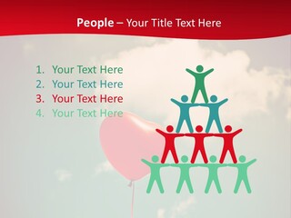 A Red Heart Shaped Balloon Floating In The Air PowerPoint Template