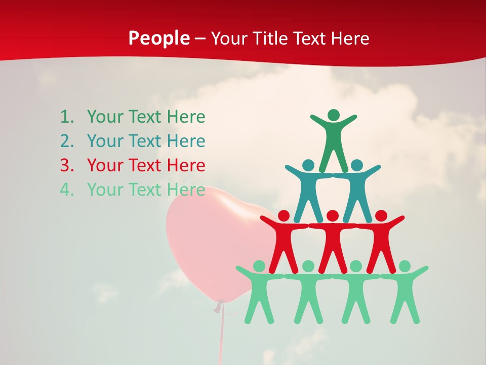 A Red Heart Shaped Balloon Floating In The Air PowerPoint Template
