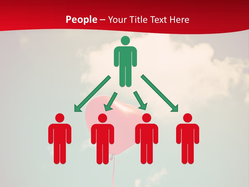 A Red Heart Shaped Balloon Floating In The Air PowerPoint Template