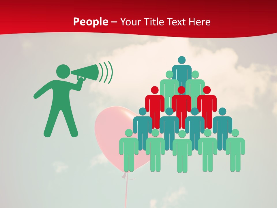 A Red Heart Shaped Balloon Floating In The Air PowerPoint Template