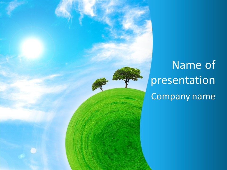 A Green Hill With Two Trees On Top Of It PowerPoint Template