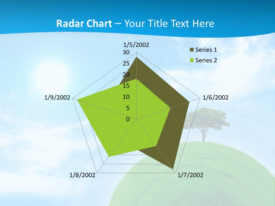 A Green Hill With Two Trees On Top Of It PowerPoint Template