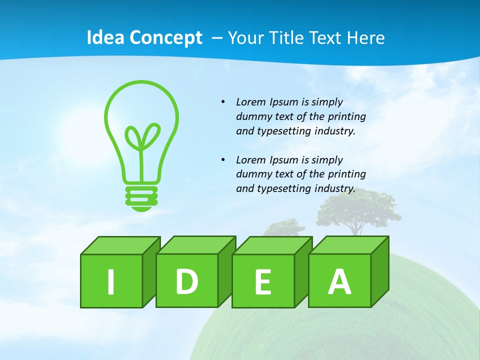 A Green Hill With Two Trees On Top Of It PowerPoint Template