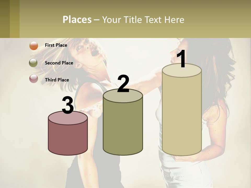 Two Young Women Fighting Over A White Background PowerPoint Template