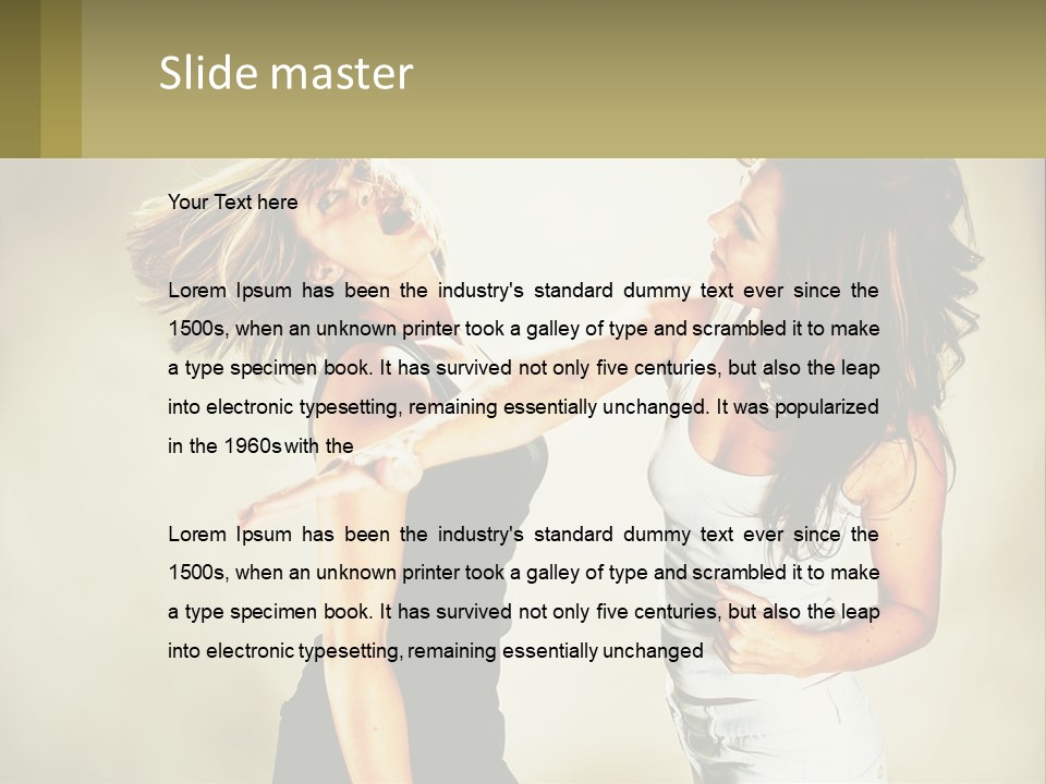 Two Young Women Fighting Over A White Background PowerPoint Template