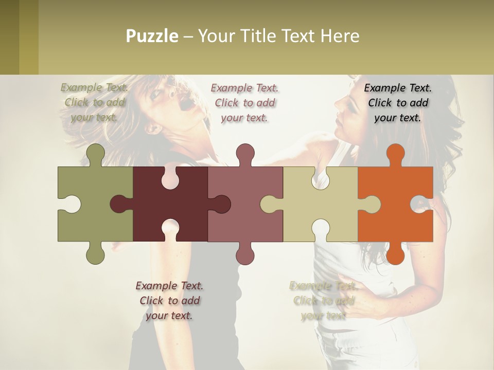 Two Young Women Fighting Over A White Background PowerPoint Template