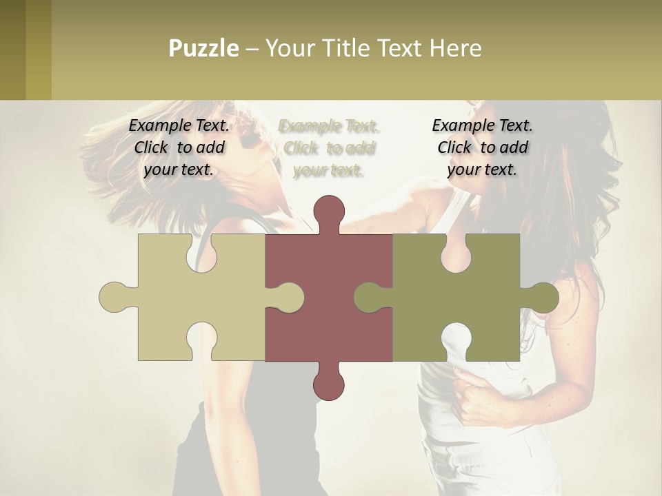 Two Young Women Fighting Over A White Background PowerPoint Template