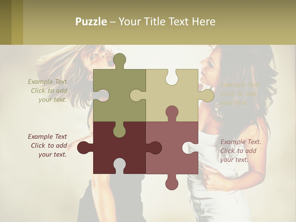 Two Young Women Fighting Over A White Background PowerPoint Template