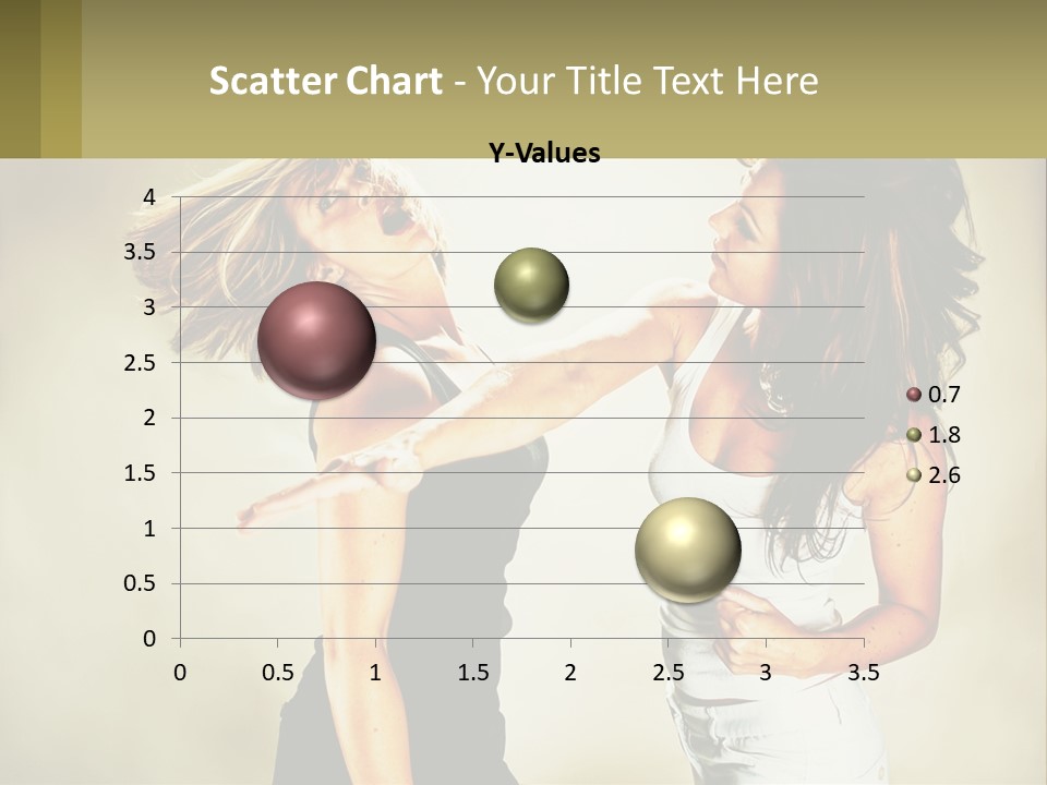 Two Young Women Fighting Over A White Background PowerPoint Template