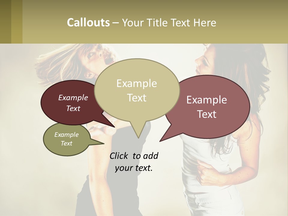 Two Young Women Fighting Over A White Background PowerPoint Template