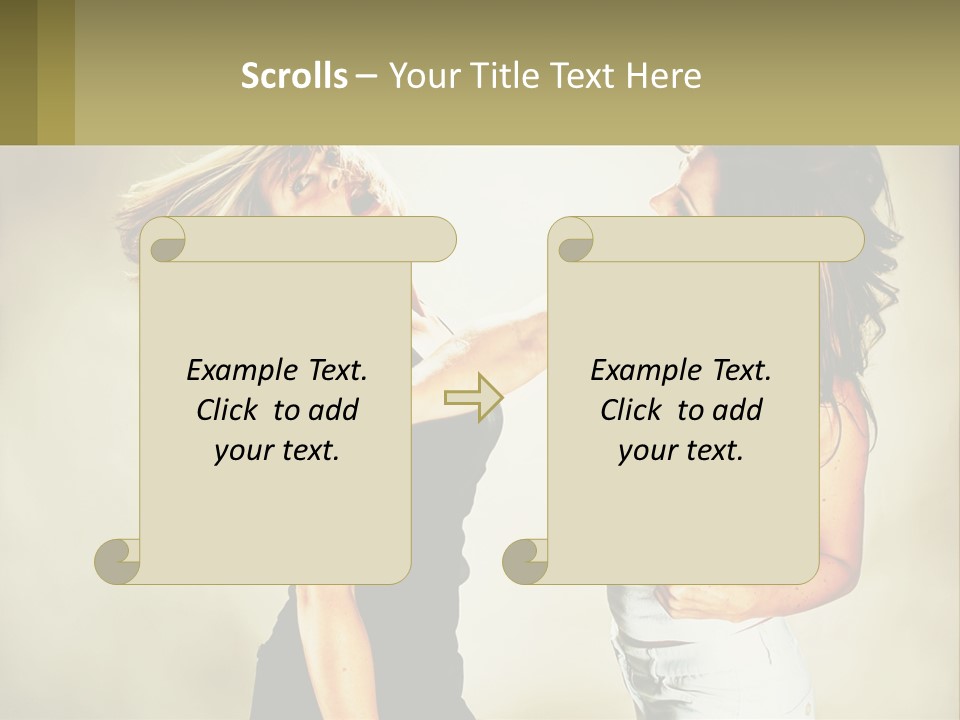 Two Young Women Fighting Over A White Background PowerPoint Template