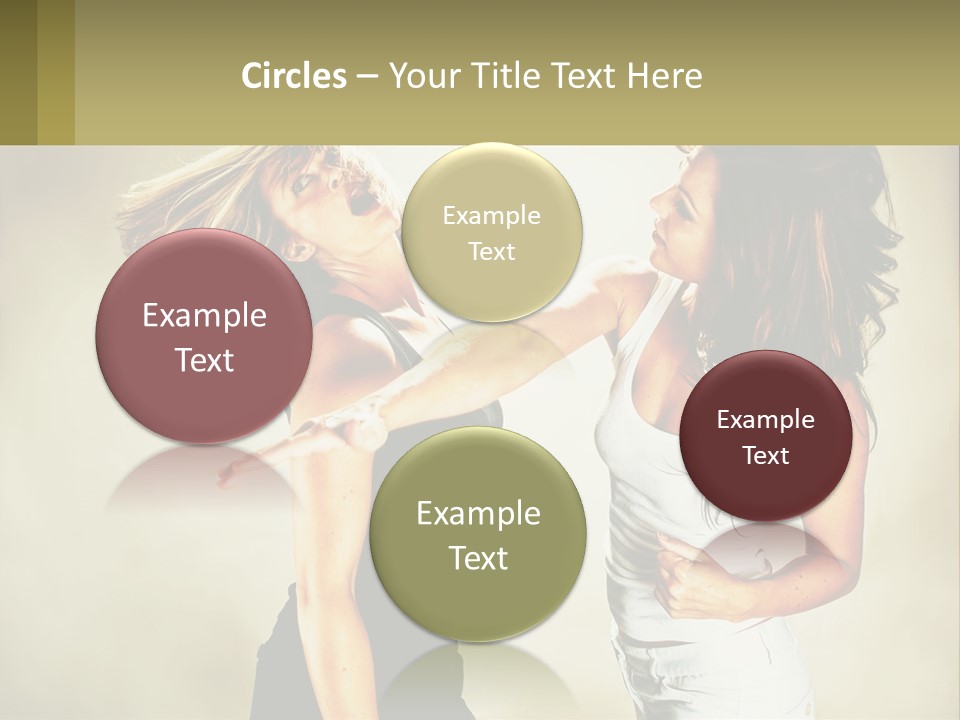 Two Young Women Fighting Over A White Background PowerPoint Template