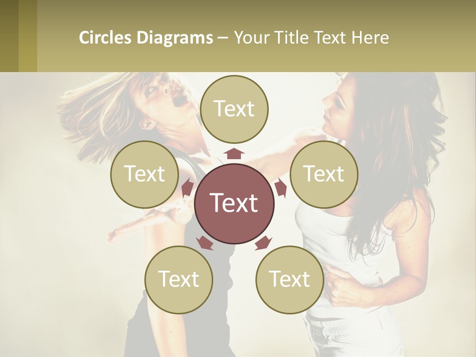 Two Young Women Fighting Over A White Background PowerPoint Template