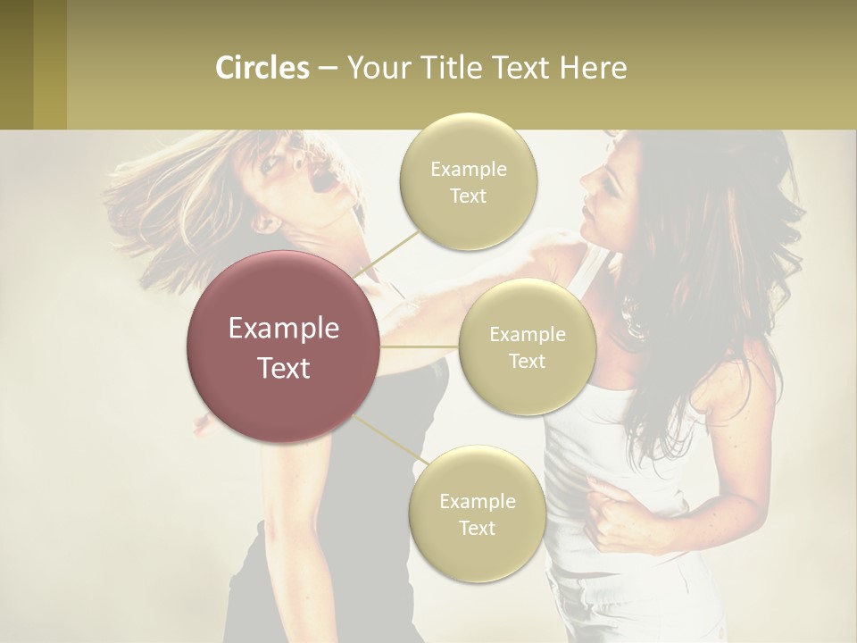 Two Young Women Fighting Over A White Background PowerPoint Template