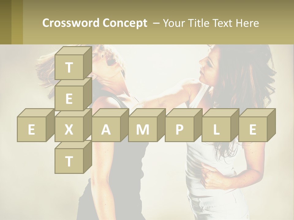 Two Young Women Fighting Over A White Background PowerPoint Template