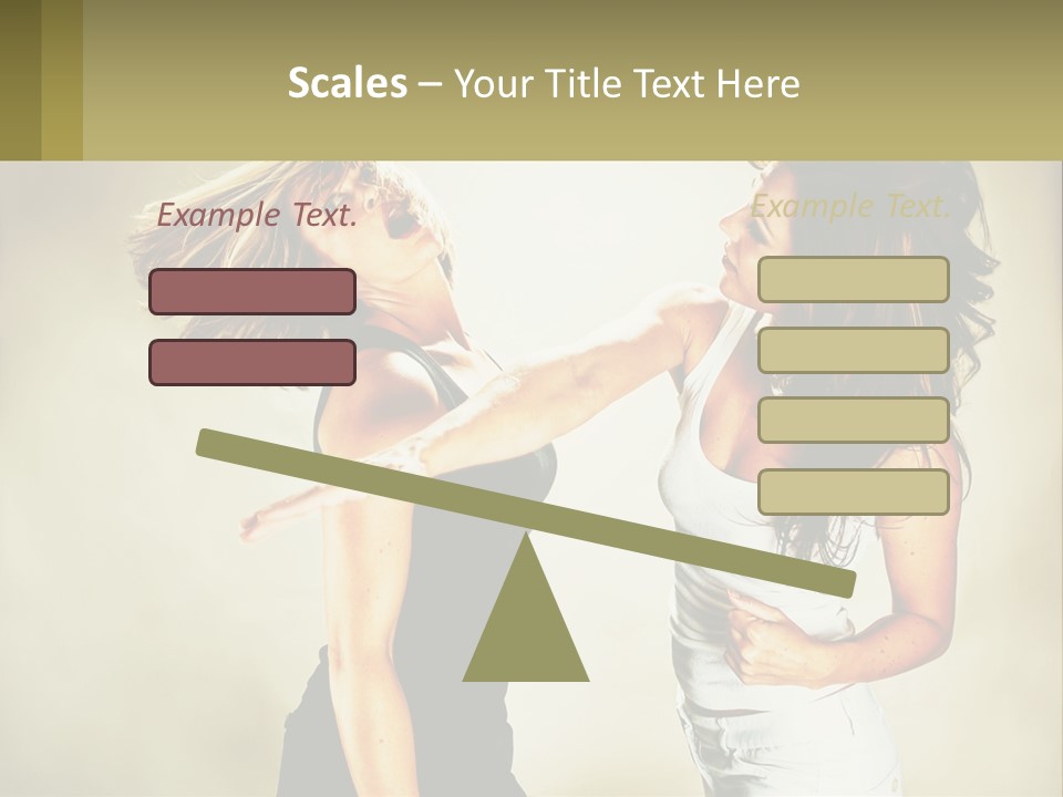 Two Young Women Fighting Over A White Background PowerPoint Template