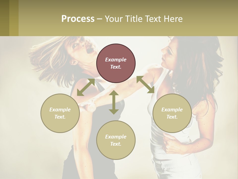 Two Young Women Fighting Over A White Background PowerPoint Template