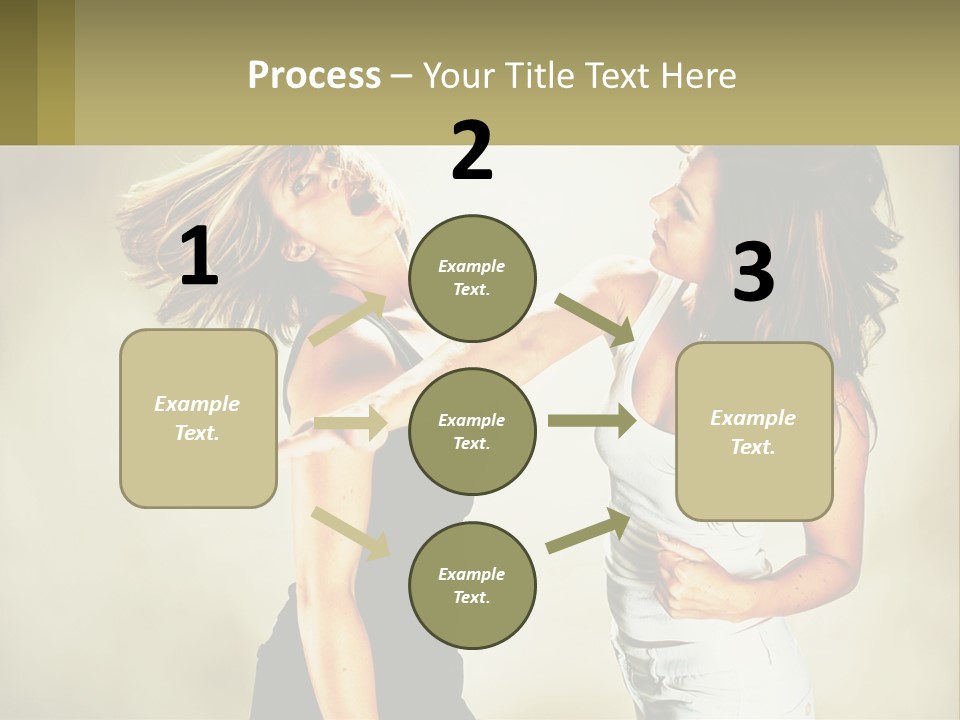 Two Young Women Fighting Over A White Background PowerPoint Template