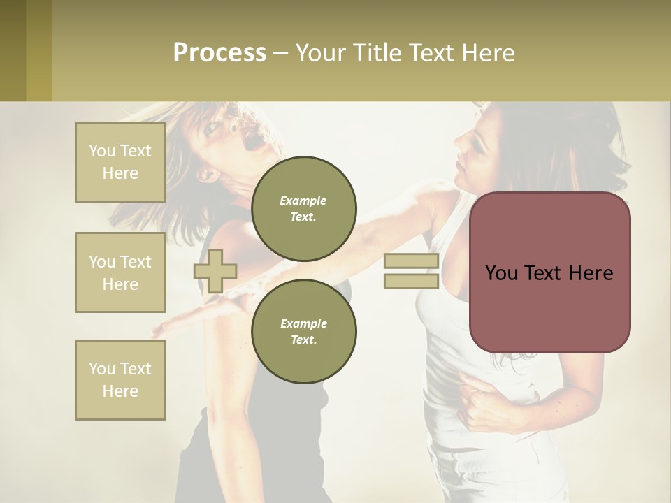 Two Young Women Fighting Over A White Background PowerPoint Template