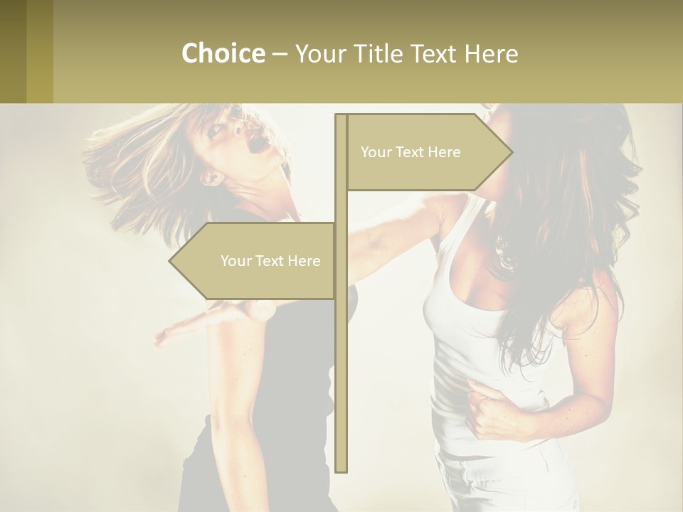 Two Young Women Fighting Over A White Background PowerPoint Template