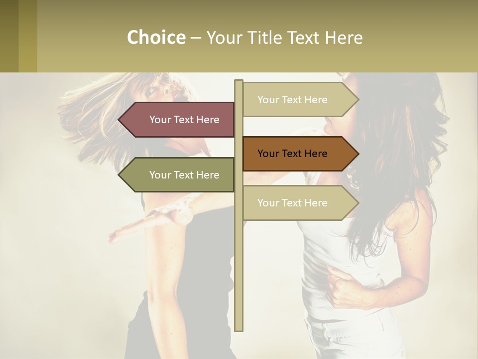 Two Young Women Fighting Over A White Background PowerPoint Template