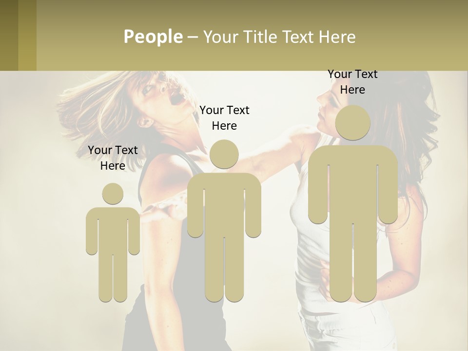 Two Young Women Fighting Over A White Background PowerPoint Template