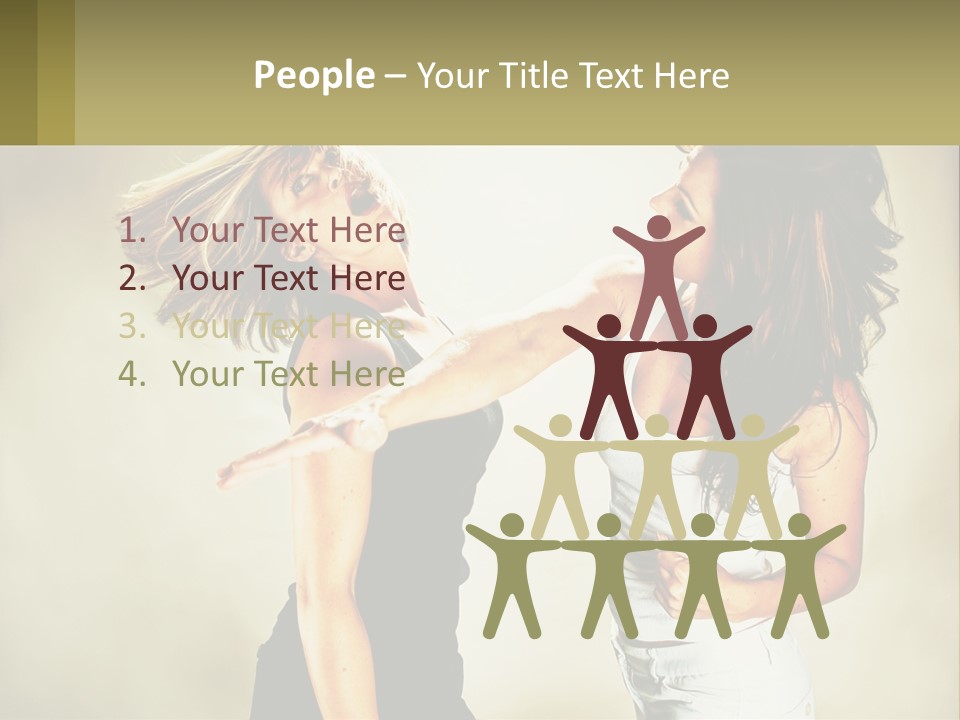 Two Young Women Fighting Over A White Background PowerPoint Template