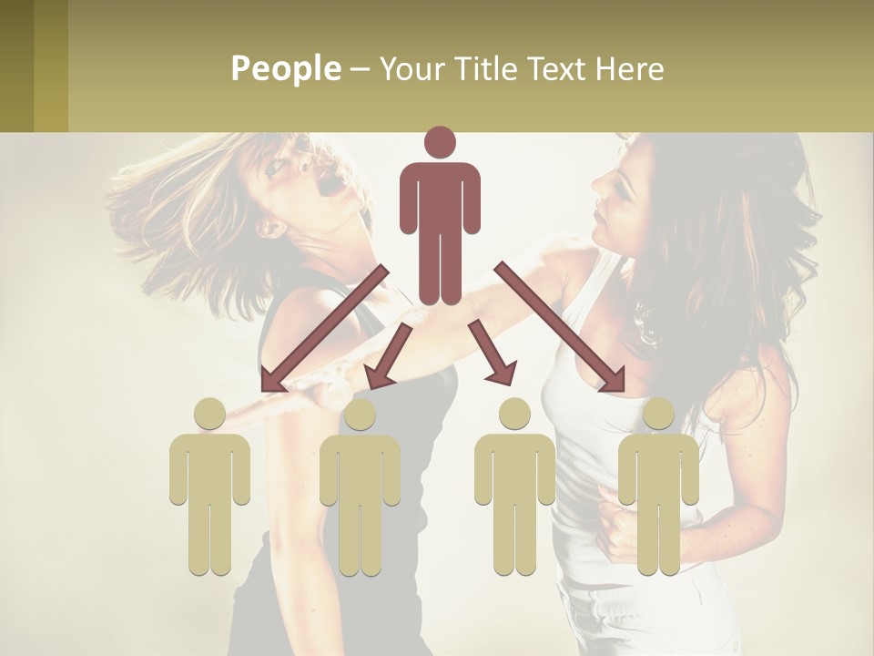 Two Young Women Fighting Over A White Background PowerPoint Template