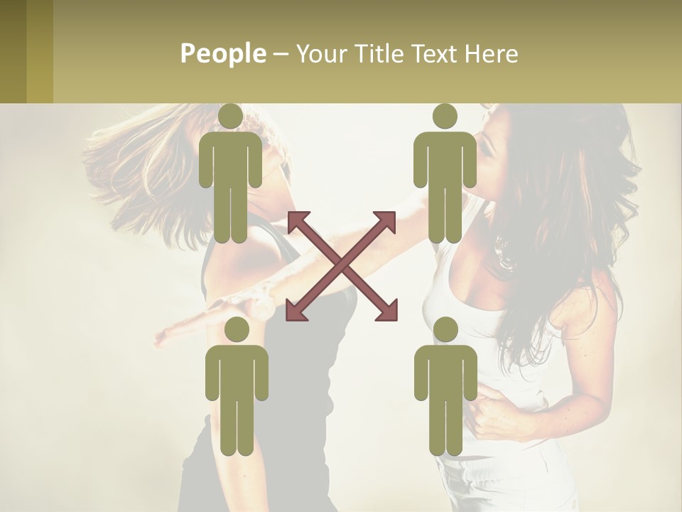 Two Young Women Fighting Over A White Background PowerPoint Template