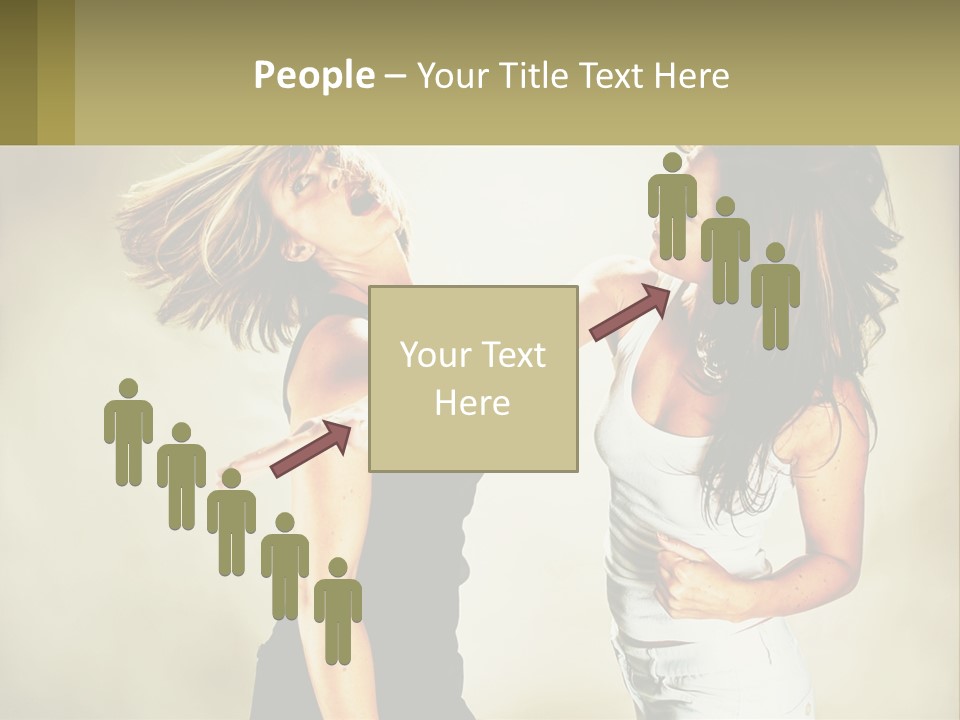 Two Young Women Fighting Over A White Background PowerPoint Template