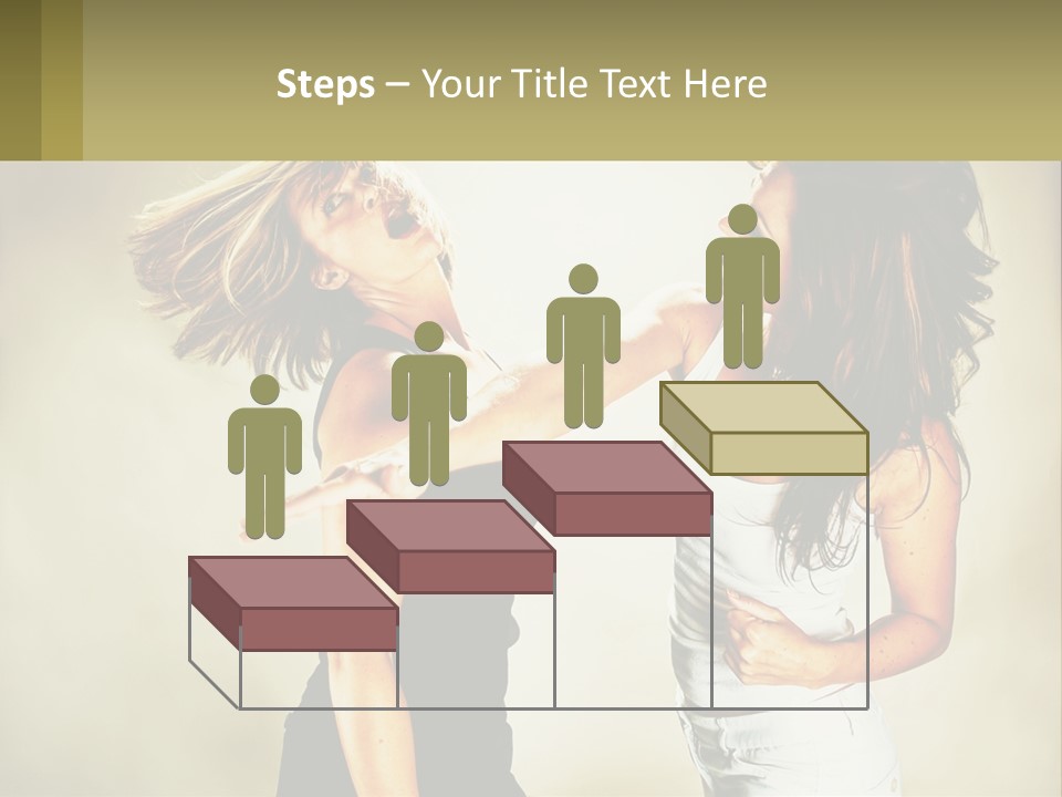 Two Young Women Fighting Over A White Background PowerPoint Template