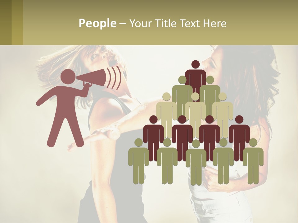 Two Young Women Fighting Over A White Background PowerPoint Template